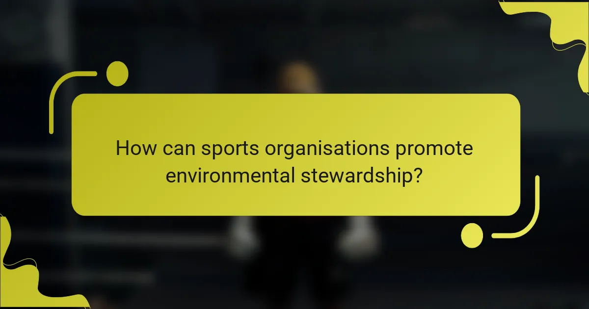 How can sports organisations promote environmental stewardship?