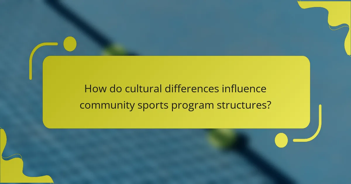 How do cultural differences influence community sports program structures?