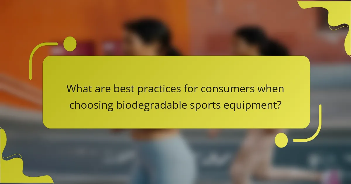 What are best practices for consumers when choosing biodegradable sports equipment?